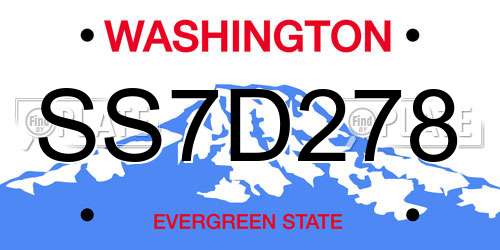 SS7D278 Washington License Plate