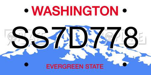 SS7D778 Washington License Plate