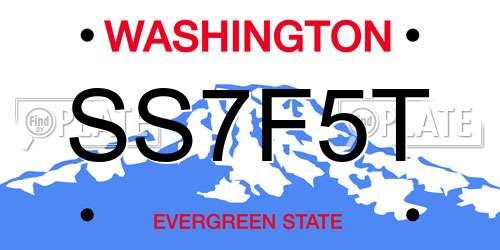 SS7F5T Washington License Plate