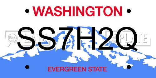 SS7H2Q Washington License Plate