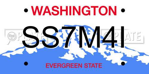 SS7M4I Washington License Plate