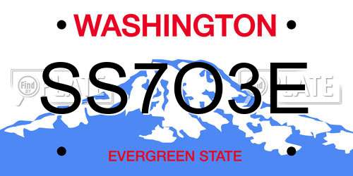 SS7O3E Washington License Plate