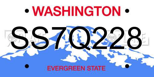 SS7Q228 Washington License Plate