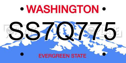 SS7Q775 Washington License Plate