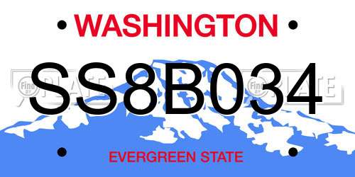 SS8B034 Washington License Plate