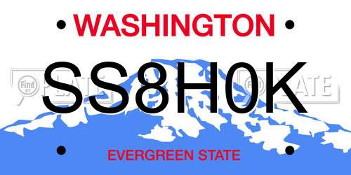 SS8H0K Washington License Plate