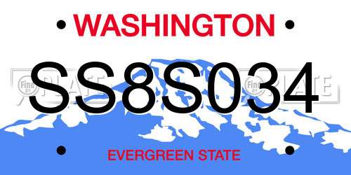 SS8S034 Washington License Plate