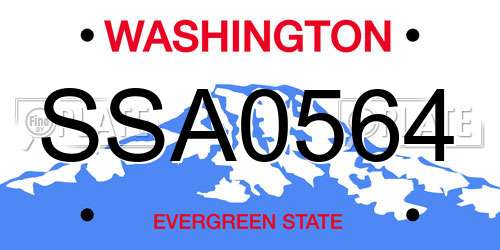 SSA0564 Washington License Plate