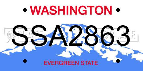 SSA2863 Washington License Plate
