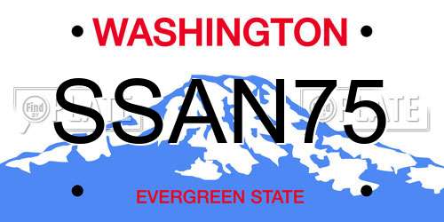 SSAN75 Washington License Plate