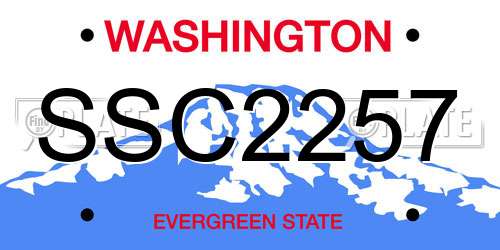 SSC2257 Washington License Plate