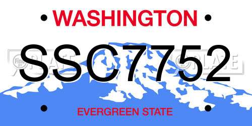 SSC7752 Washington License Plate