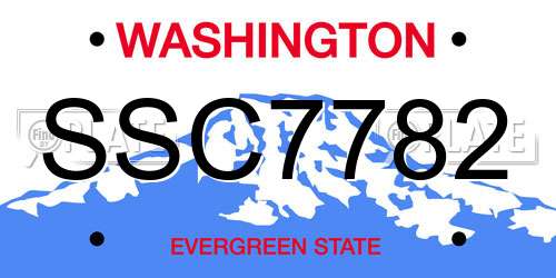 SSC7782 Washington License Plate