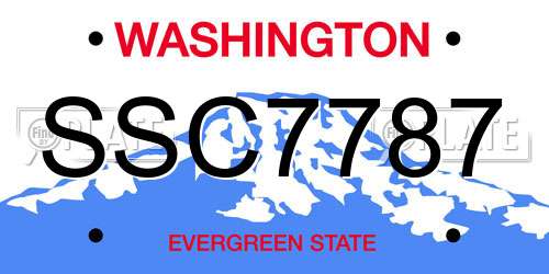 SSC7787 Washington License Plate