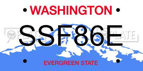 SSF86E Washington License Plate