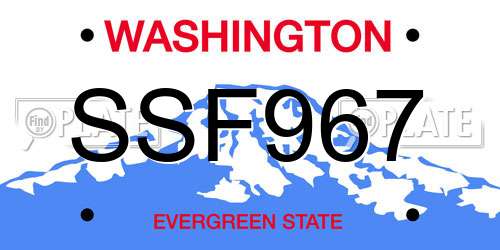 SSF967 Washington License Plate