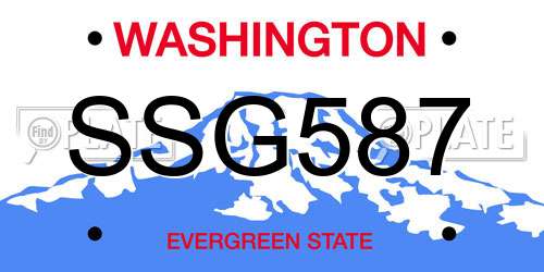 SSG587 Washington License Plate