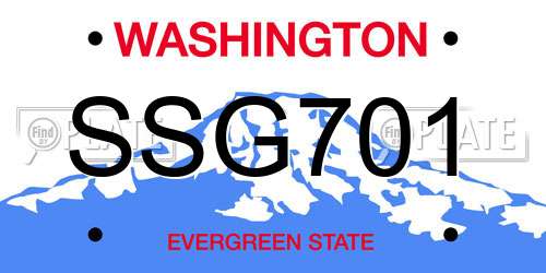SSG701 Washington License Plate