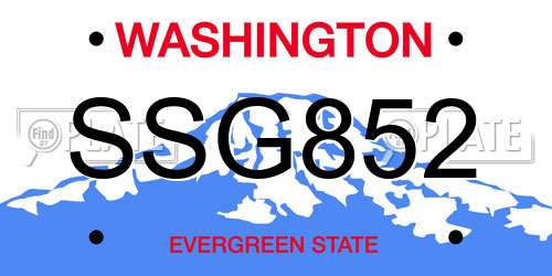 SSG852 Washington License Plate