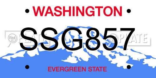 SSG857 Washington License Plate