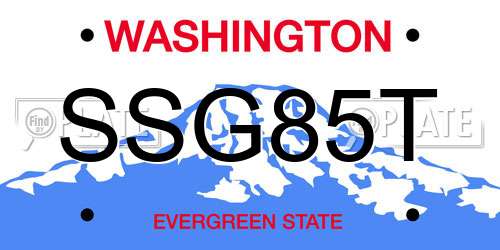 SSG85T Washington License Plate
