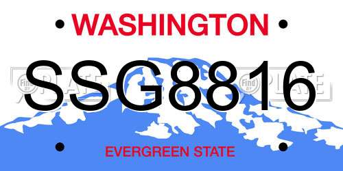 SSG8816 Washington License Plate