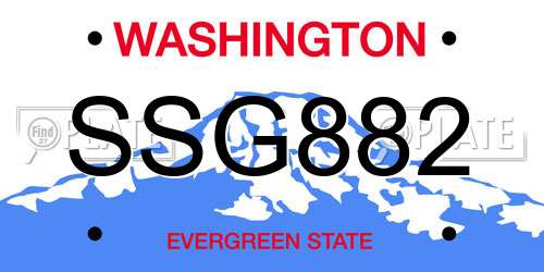 SSG882 Washington License Plate