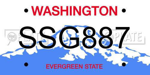SSG887 Washington License Plate