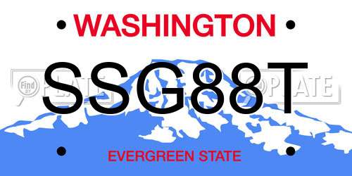 SSG88T Washington License Plate