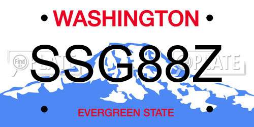 SSG88Z Washington License Plate