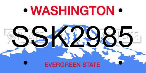 SSK2985 Washington License Plate