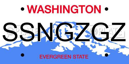 SSNGZGZ Washington License Plate