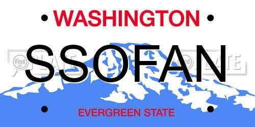 SSOFAN Washington License Plate