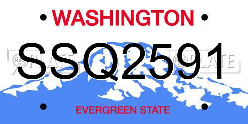 SSQ2591 Washington License Plate