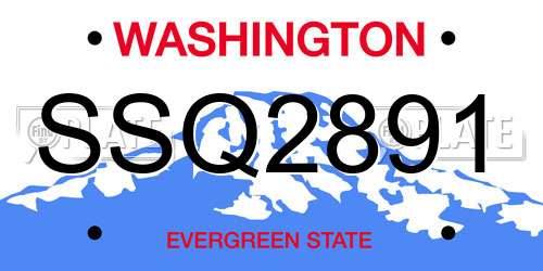 SSQ2891 Washington License Plate