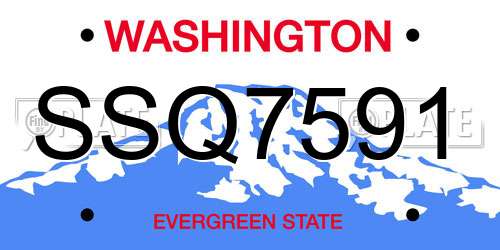 SSQ7591 Washington License Plate