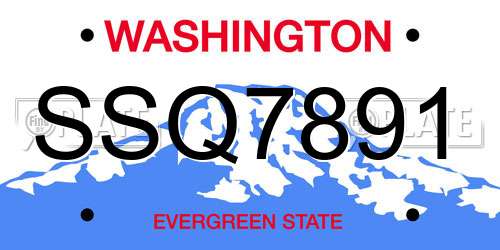 SSQ7891 Washington License Plate