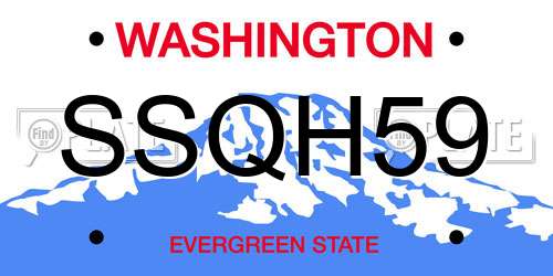 SSQH59 Washington License Plate