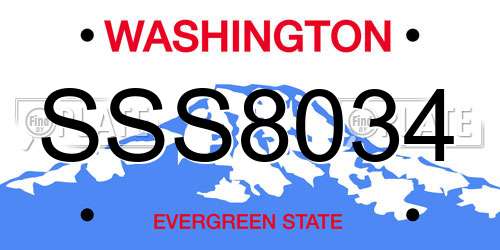 SSS8034 Washington License Plate