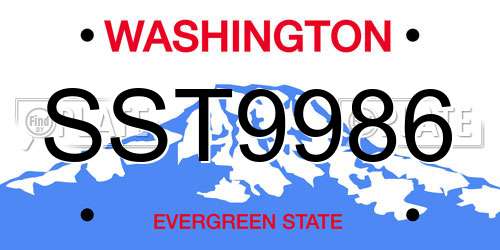 SST9986 Washington License Plate