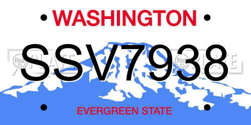 SSV7938 Washington License Plate