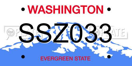 SSZ033 Washington License Plate