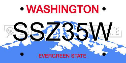 SSZ35W Washington License Plate