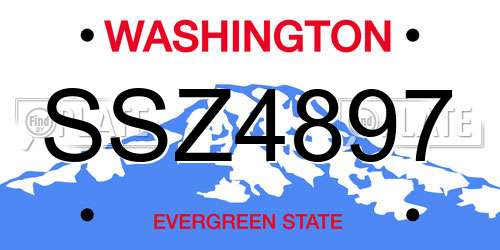 SSZ4897 Washington License Plate