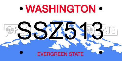 SSZ513 Washington License Plate
