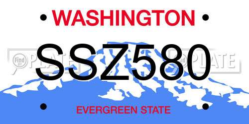 SSZ580 Washington License Plate