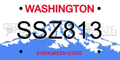 SSZ813 Washington License Plate