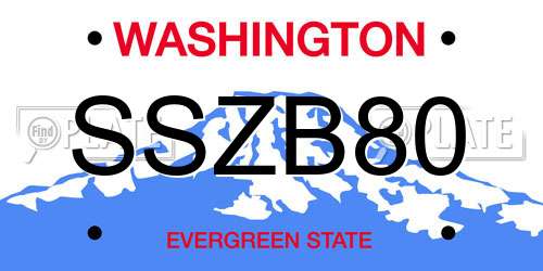 SSZB80 Washington License Plate