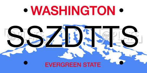 SSZDTTS Washington License Plate