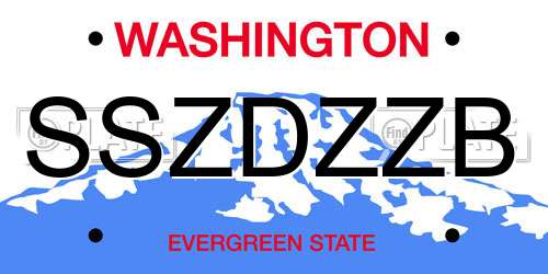 SSZDZZB Washington License Plate